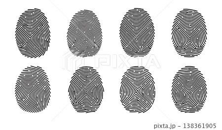 Black Solid Individual Whorl Silhouettes Set of Six on White Background Black Solid Individual Whorl Silhouettes Set of Six on White Background 138361905