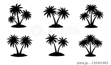 Black Solid Island Mirage Palm Tree Silhouettes Set of Six Black Solid Island Mirage Palm Tree Silhouettes Set of Six 138361963