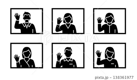 Black Solid Isolation Patient Silhouettes Set of Six on White Background Black Solid Isolation Patient Silhouettes Set of Six on White Background 138361977