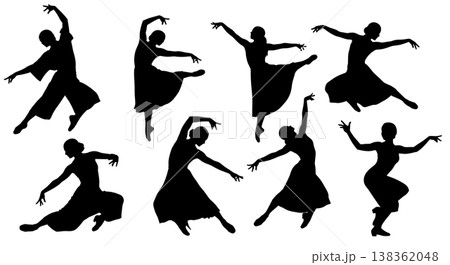 Black Solid Character Jazz Silhouettes Set of Six on White Background 138362048