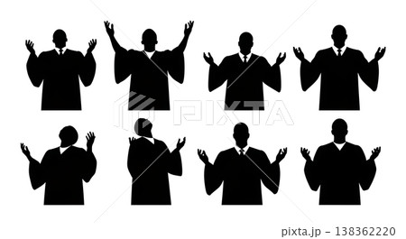 Black Solid Choir Silhouettes Set of Six on White Background Black Solid Choir Silhouettes Set of Six on White Background 138362220