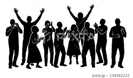 Black Solid Gospel Singer Silhouettes Set of Six on White Background 138362222