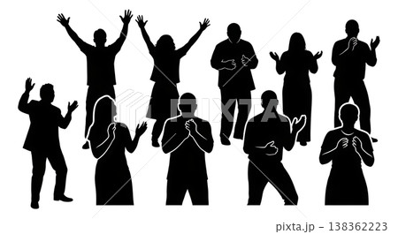 Black Solid Gospel Singer Silhouettes Set of Six on White Background Black Solid Gospel Singer Silhouettes Set of Six on White Background 138362223