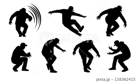 Black Solid Popping Wave Silhouettes Set of Six on White Background Black Solid Popping Wave Silhouettes Set of Six on White Background 138362415