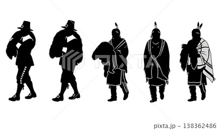 Black Solid Historical Fur Carrying Set of Six on White Background Black Solid Historical Fur Carrying Set of Six on White Background 138362486