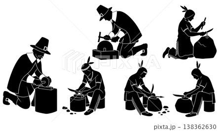 Black Solid Historical Sharpening Set of Six on White Background 138362630
