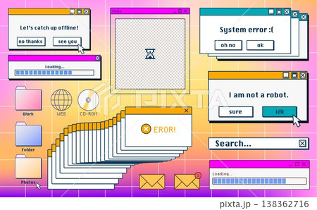 Retro system error message and old icons 138362716