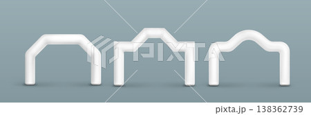White inflatable arches for marathon finish line. 138362739