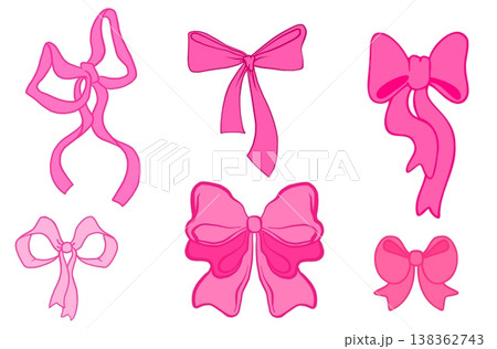 Elegant pink bows set isolated on white Elegant pink bows set isolated on white 138362743
