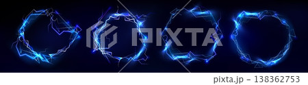 Electric energy frame glowing blue lightning bolts Electric energy frame glowing blue lightning bolts 138362753