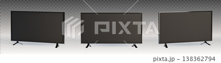 Modern flat screen TV, black frame and display 138362794
