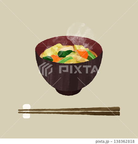 味噌汁 野菜 味噌汁 野菜 138362818