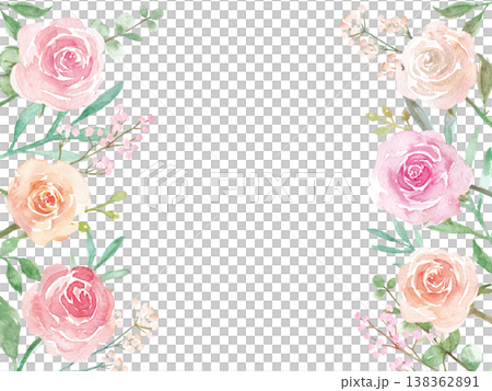 Watercolor rose frame Watercolor rose frame 138362891