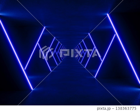 Blue modern lighting with interior empty space, 3d rendering sci-fi concept 138363775