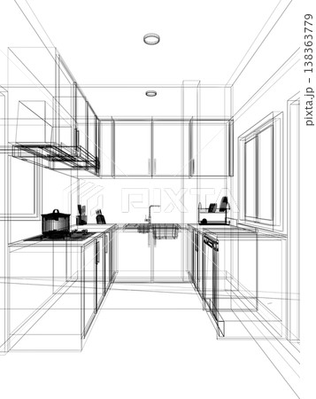 modern kitchen room  interior design, 3d rendering 138363779