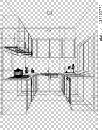 modern kitchen room  interior design, 3d rendering 138363779