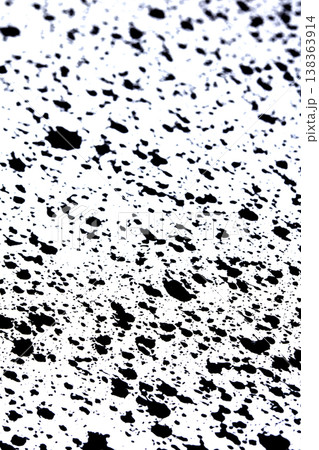 Close up of black ink paint splatters on a white background Close up of black ink paint splatters on a white background 138363914