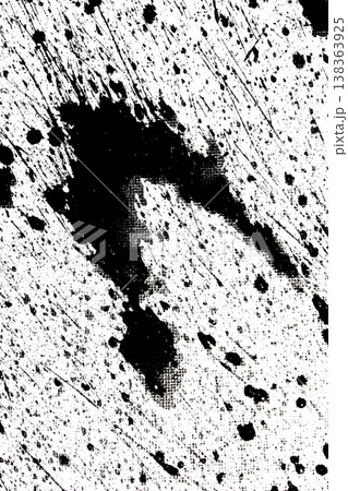 Close up of black ink paint splatters on a white background 138363925