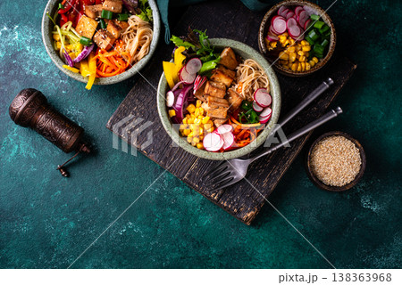 Vegan healthy poke bowl with tofu 138363968