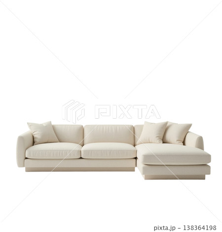 Modern White Sofa With Cushions Perfect for Indoor Living Room 138364198