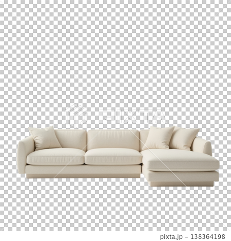 Modern White Sofa With Cushions Perfect for Indoor Living Room 138364198