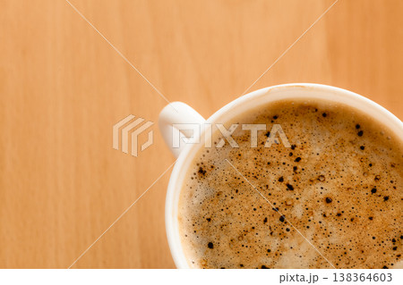 Beverage. Cup of hot drink coffee with froth. Beverage. Cup of hot drink coffee with froth. 138364603