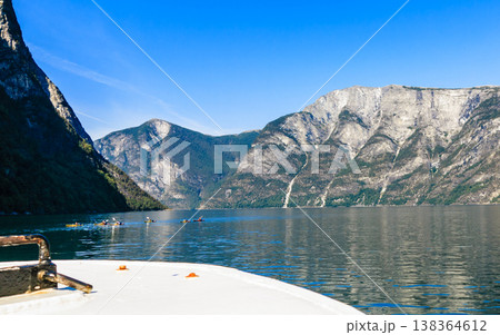 Tourism and travel. Mountains and fjord in Norway. 138364612