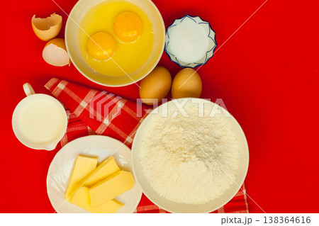 Preparation for baking, bake ingredients. Preparation for baking, bake ingredients. 138364616
