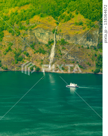 Cruise ship on norwegian fjord Cruise ship on norwegian fjord 138364672