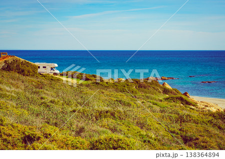 Caravan on beach by Punta Mala, Alcaidesa Spain 138364894