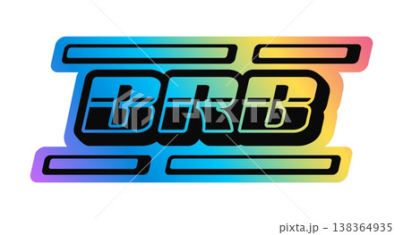 BRB hologram vintage Y2K sticker or patch. Gradient chrome iridescent Y2K label, reflective holographic retro vector patch. Metallic color hologram tag or sticker with retro typography BRB hologram vintage Y2K sticker or patch. Gradient chrome iridescent Y2K label, reflective holographic retro vector patch. Metallic color hologram tag or sticker with retro typography 138364935