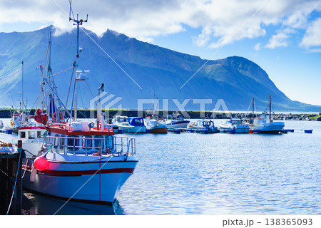 Fishing port in Hovsund Lofoten Norway Fishing port in Hovsund Lofoten Norway 138365093