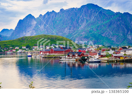 Fjord and mountains landscape. Lofoten islands Norway Fjord and mountains landscape. Lofoten islands Norway 138365100