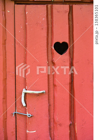 Outdoor toilet door with heart Outdoor toilet door with heart 138365101