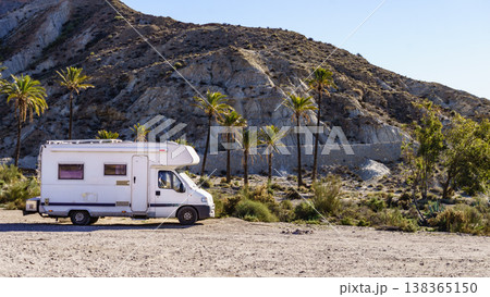 Rv camper in Sierra Alhamilla mountains, Spain. Rv camper in Sierra Alhamilla mountains, Spain. 138365150