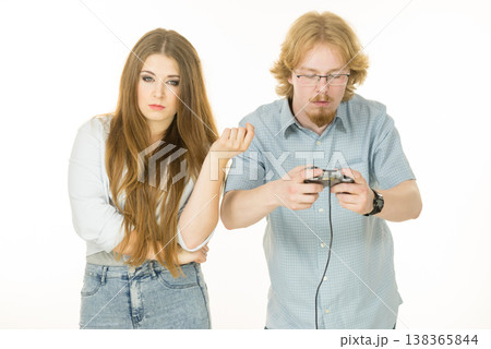 Woman is angry at playing man Woman is angry at playing man 138365844
