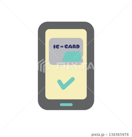 スマホに表示されたモバイルICカードのイラスト 138365978