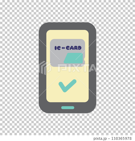 スマホに表示されたモバイルICカードのイラスト 138365978