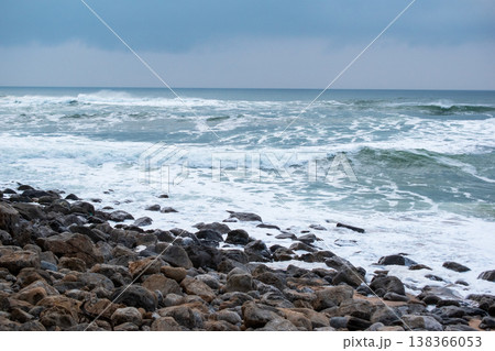 Ocean Surf and Cliffside Beach in Sunny Daylight Ocean Surf and Cliffside Beach in Sunny Daylight 138366053