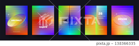 Simple Modern Cover Templates. Set of Trendy Neon Geometric Backgrounds with Bright Linear Gradient Shapes for Presentations, Banners, Flyers, and Posters. Vector Illustration Simple Modern Cover Templates. Set of Trendy Neon Geometric Backgrounds with Bright Linear Gradient Shapes for Presentations, Banners, Flyers, and Posters. Vector Illustration 138366335