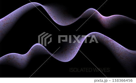 An isolated design element. Light purple waves with fine gold tinsel An isolated design element. Light purple waves with fine gold tinsel 138366456