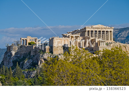 Akropolis in Athens with scaffold at the front side Akropolis in Athens with scaffold at the front side 138366523