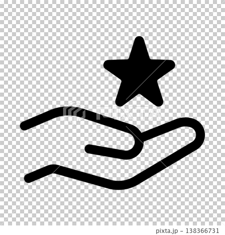 Icon representing reviews and recommendations: A star on a hand Icon representing reviews and recommendations: A star on a hand 138366731