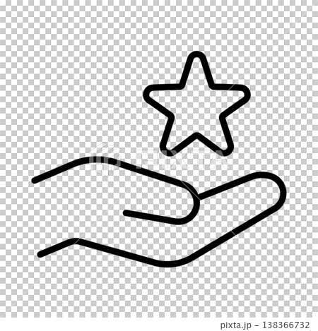 Icon representing reviews and recommendations: A star on a hand Icon representing reviews and recommendations: A star on a hand 138366732
