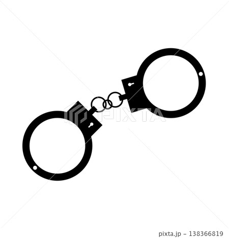 Handcuffs icon minimal silhouette, vector illustration. Handcuffs icon minimal silhouette, vector illustration. 138366819