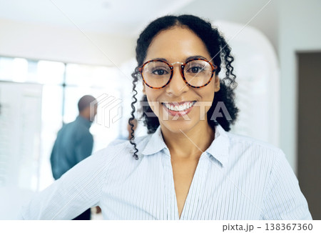 Optometry store, glasses and portrait of happy woman, optician or customer for lens frame, retail choice or eyewear sales. Eye care clinic, optometry or face of optometrist smile for eyesight support Optometry store, glasses and portrait of happy woman, optician or customer for lens frame, retail choice or eyewear sales. Eye care clinic, optometry or face of optometrist smile for eyesight support 138367360