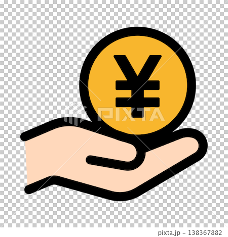 支払い・収益を表す、手の上の円マークアイコン 138367882