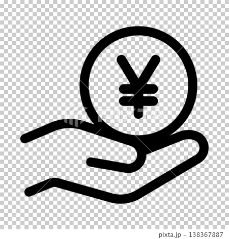 A circle icon on a hand represents payments and earnings. A circle icon on a hand represents payments and earnings. 138367887