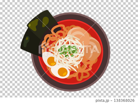 上から見た美味しそうな激辛ラーメン 上から見た美味しそうな激辛ラーメン 138368026