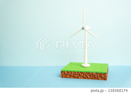 Windmill on a plot of land represents green energy development. Renewable power supports sustainability goals. Land leasing enables community autonomy and clean electricity generation Windmill on a plot of land represents green energy development. Renewable power supports sustainability goals. Land leasing enables community autonomy and clean electricity generation 138368174